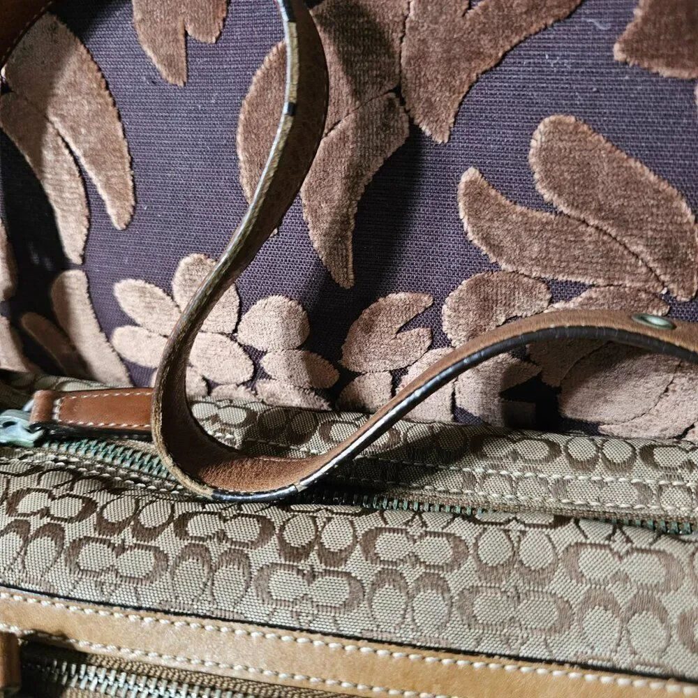2004 Vintage y2k Coach Demi Shoulder Bag in Brown Mini Signature Jacquard Purse